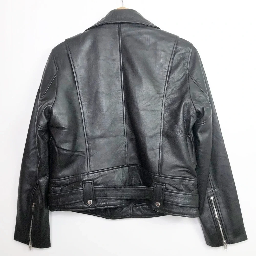 EACH X Other Paris Baya Black leather motorcycle belted jacket